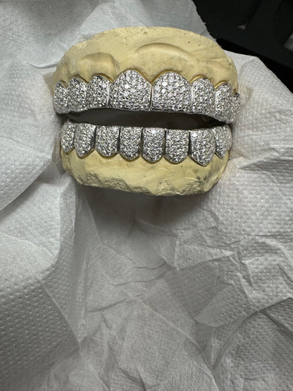 Full Bust Down VVS Moissanite HoneyComb Style Diamond Grillz