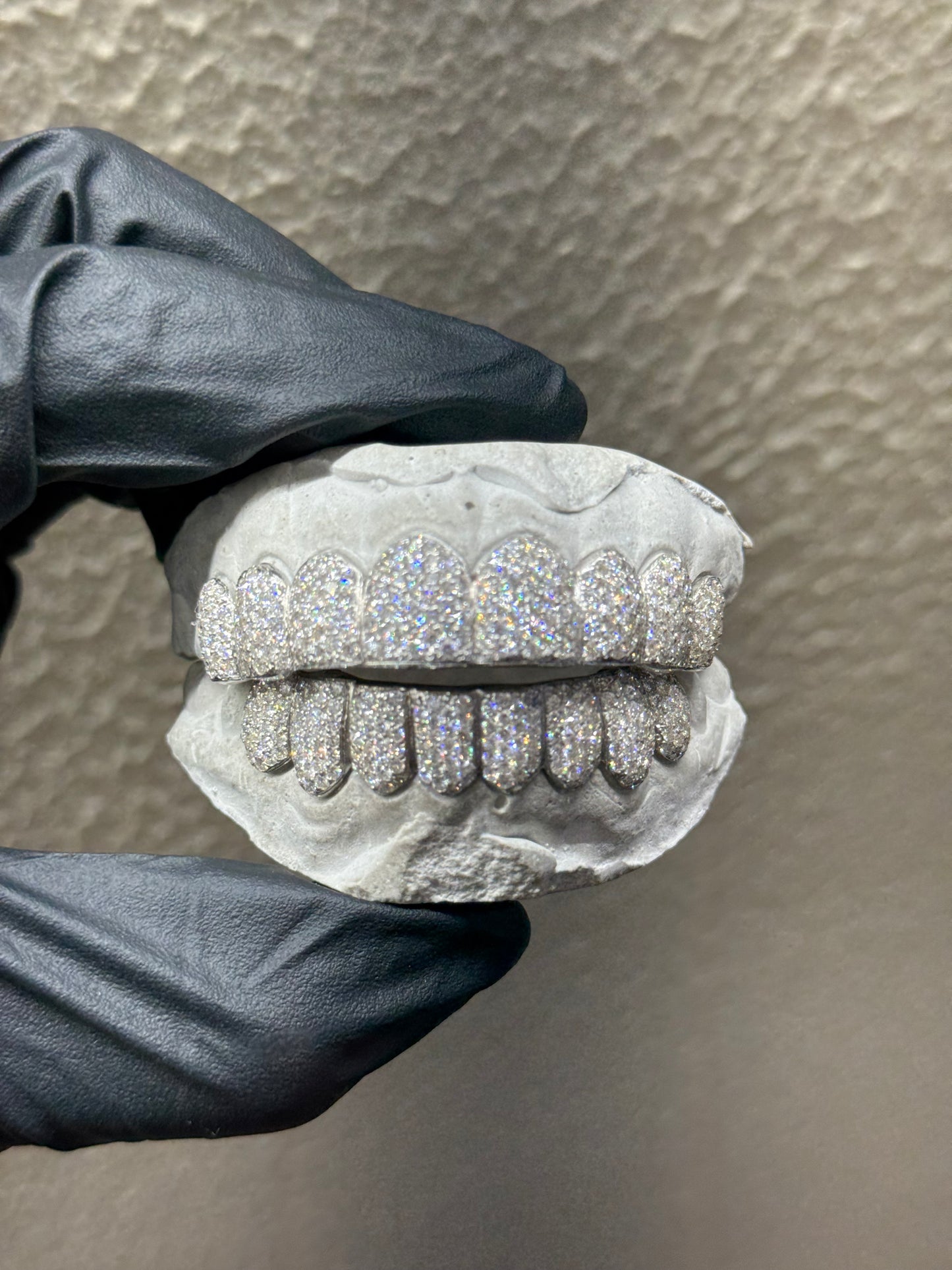 Full Bust Down VVS Moissanite HoneyComb Style Diamond Grillz