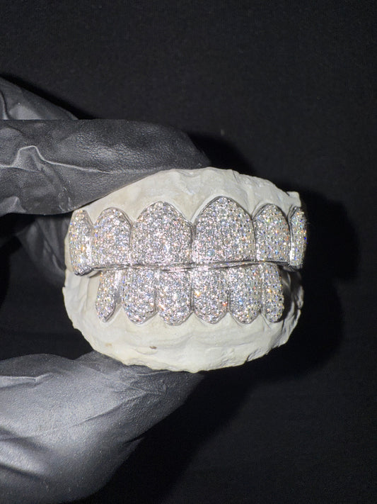 Full Bust Down VVS Moissanite HoneyComb Style Diamond Grillz