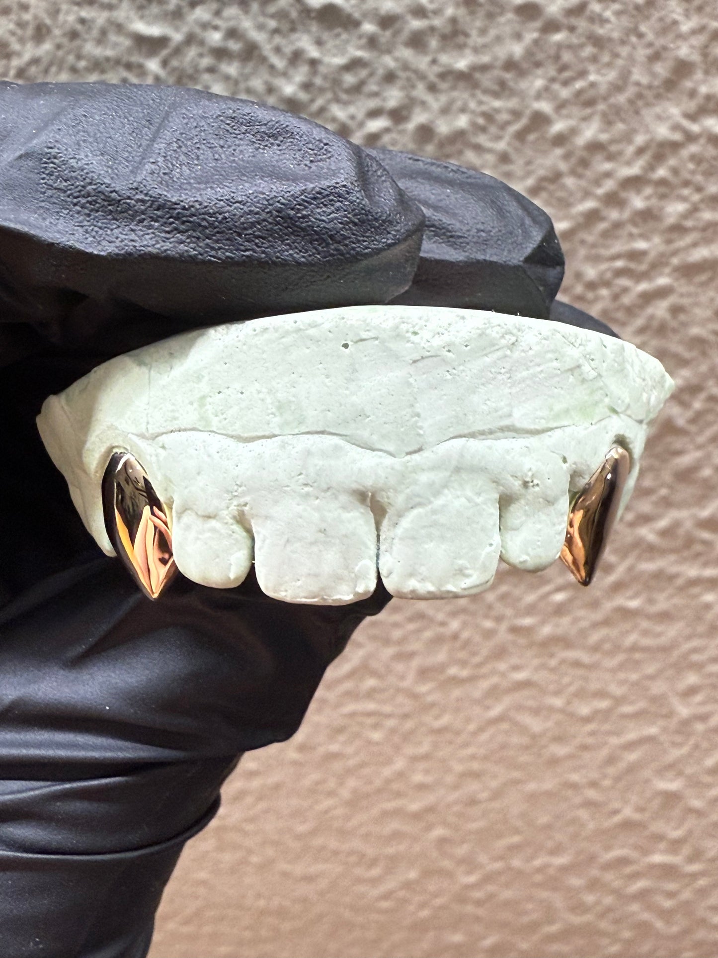 2 Teeth Vampire Fang Gold or Silver With Back Bar