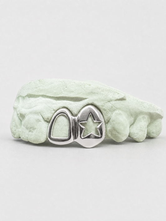 2 Teeth Star or Heart Grillz, Silver