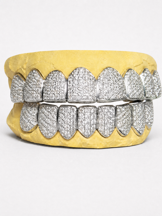 Full Bust Down VVS Moissanite HoneyComb Style Diamond Grillz